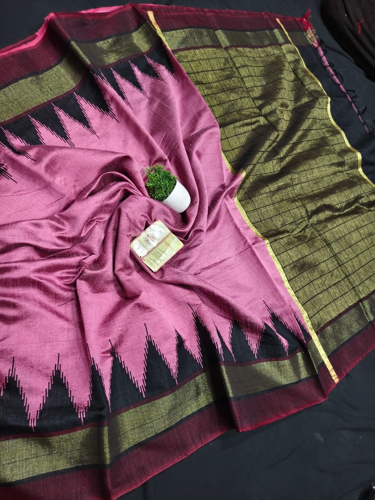 Handloom Raw Silk Saree - Black